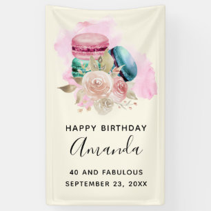Lona Colorida acuarela de Macarons Banner de cumpleaños