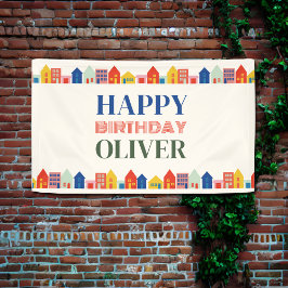 Lona Colorida fiesta de cumpleaños del barrio