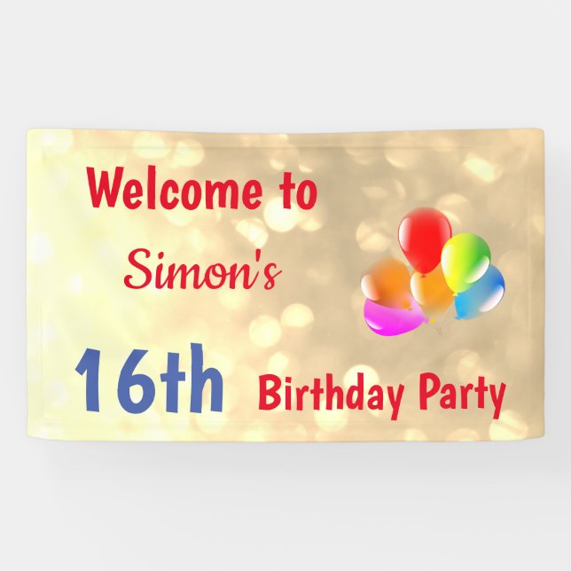 Lona Colorido cumpleaños 16 personalizado (Horizontal)