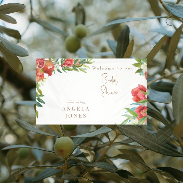 Lona Colorido Foliage Pomegranate Bridal Shower (Subido por el creador)