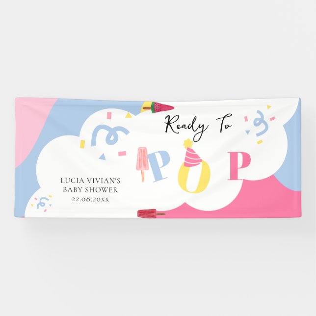 Lona Colorido fondo Popsicle Baby Shower (Horizontal)