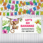 Lona Colorido Go Bananas Monkey Jungle Child's Birthday<br><div class="desc">Bonito y colorido cartel de "Vamos plátanos"/Mono y fiesta de cumpleaños de niños de la jungla . Personalice el nombre y la edad de su hijo. Comuníquese conmigo para obtener ayuda con sus personalizaciones o para solicitar productos adicionales de correspondencias o coordinación de Zazzle para su fiesta.</div>