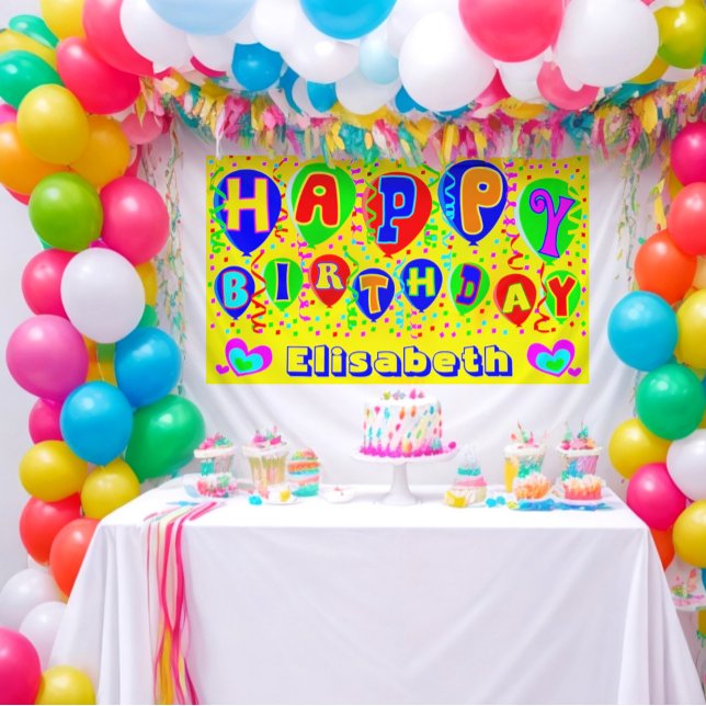 Lona Colorido nombre personalizado feliz cumpleaños (Colorful happy birthday banner, the perfect way to make someone feel extra special on their big day!)