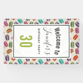 Lona Colorido Patrón de Macarones Parisinos Cumpleaños