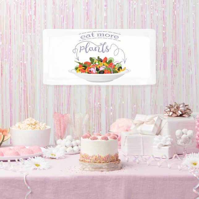 Lona Coma más plantas con letras de motivación de ensal (Fiesta)