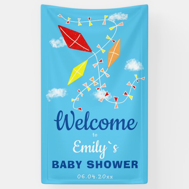 Lona Cometas en el Fiesta de Baby Shower Sky Boy (Vertical)