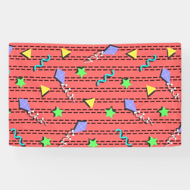 Lona cometas, estrellas, triángulos y líneas curvas (Horizontal)