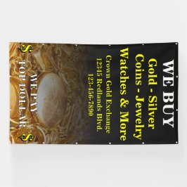 Lona Compramos monedas de plata de oro en pared lateral