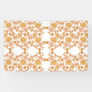Lona con un tapiz elegante Naranja y floral blanca