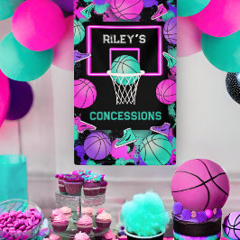 Lona Concesiones Neon Grunge Paint Splatter Basketball