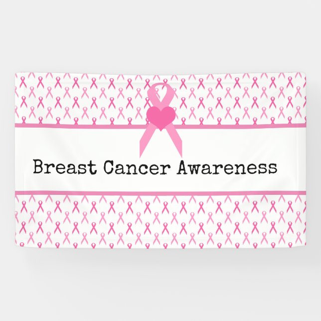 Lona Conciencia sobre el cáncer de mama con cinta rosa (Horizontal)