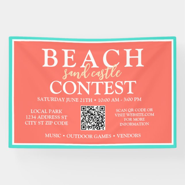 Lona Concurso de Castillo de Arena de Playa personaliza (Horizontal)