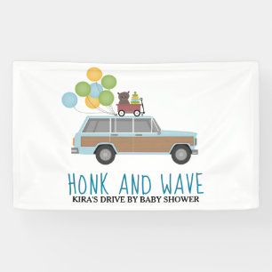 Lona Conducción por Baby Shower Honk & Wave Blue SUV