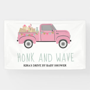 Lona Conducido Por Baby Shower Honk & Wave Pink Truck
