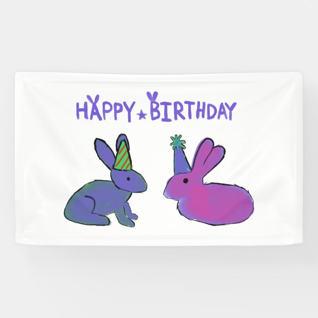 Lona Conejito de cumpleaños (Horizontal)