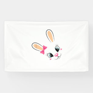 Lona Conejito lindo con Chicas de conejo de pascua de p