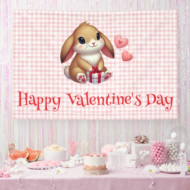 Lona Conejito lindo del día de San Valentín  (Fiesta)