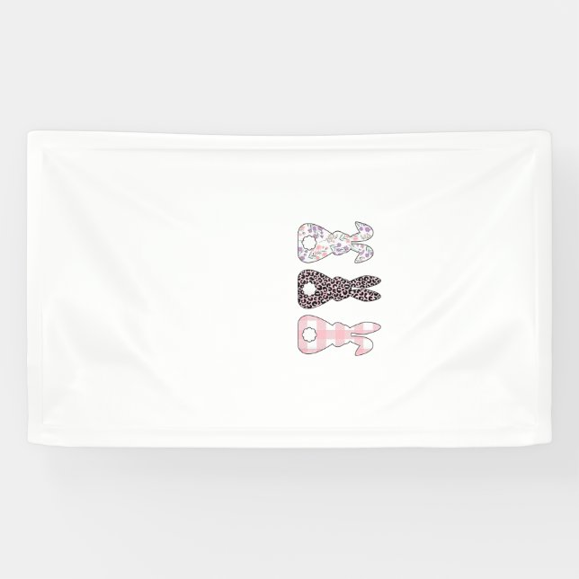 Lona Conejitos Rosados Felices Conejo de Pascua Mujeres (Horizontal)