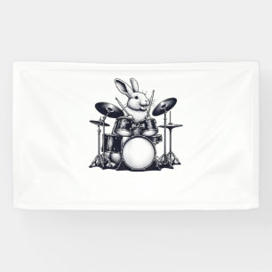 Lona Conejo Conejo Cute Jugando Drums Rabbits Drummer M