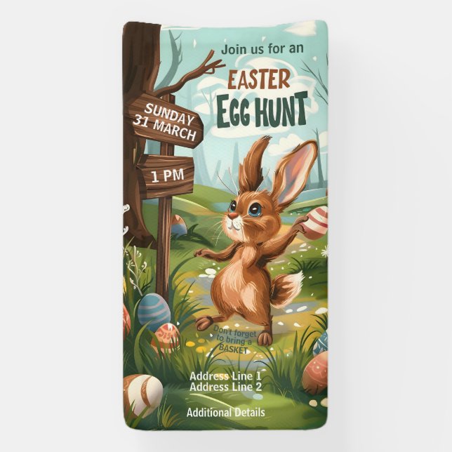 Lona Conejo de conejo de pascua - Caza de huevos de pas (Vertical)