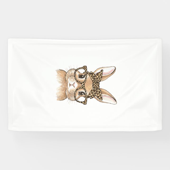 Lona Conejo de Pascua Gafas de Leopardo Bandana Mujer C (Horizontal)