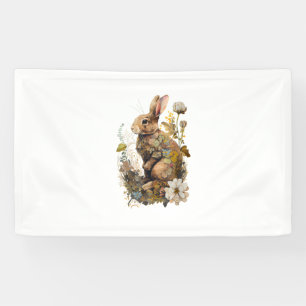 Lona Conejo floral de Cottagecore Estético de Woodland