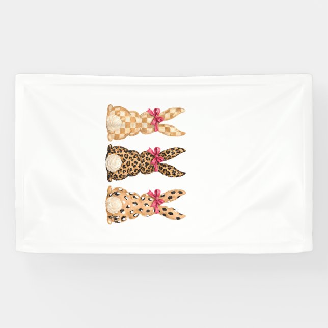 Lona Conejo Leopardo Pascua Feliz Lazo Coqueta Chica Mu (Horizontal)