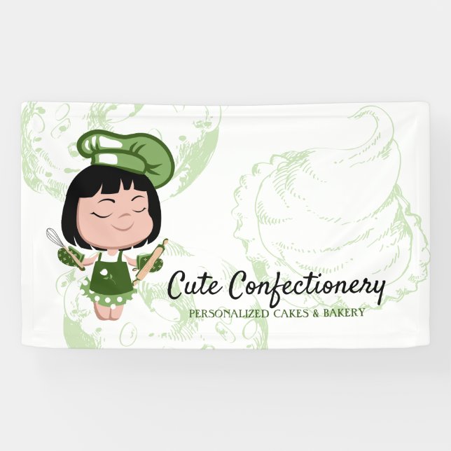 Lona Confección Baker Chica verde Personalizado (Horizontal)