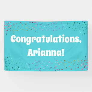 Lona Confeti Colorido sobre Felicitaciones Turquesa
