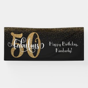 Lona Confeti con Brillo Dorado Cumpleaños 50 y Fabuloso