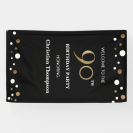 Lona Confeti de oro de cumpleaños 90 personalizado