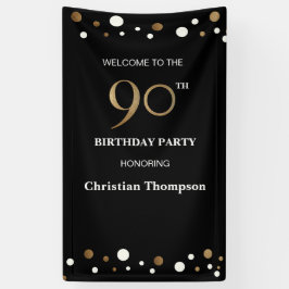 Lona Confeti de oro de cumpleaños 90 personalizado