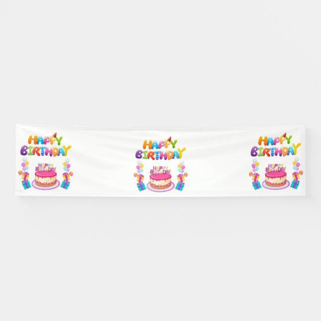 Lona Confeti para Fiesta de Cumpleaños Feliz 2.5x10 Vin (Horizontal)