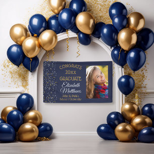 Lona Confetti Blue Photo Congrats Graduate Name School