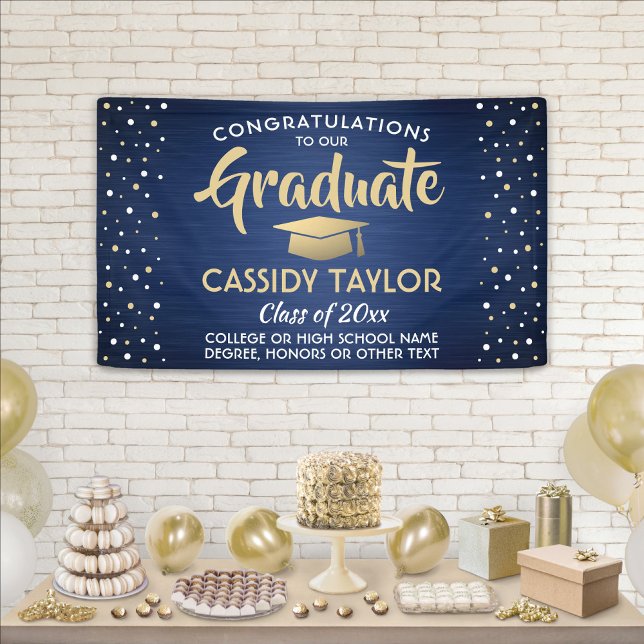 Lona Confetti de graduación cepillado de la marina oro  (Subido por el creador)
