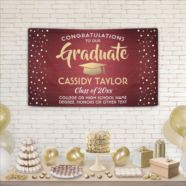 Lona Confetti de graduación cepilló oro y blanco de Bor (Subido por el creador)