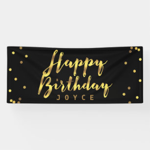 Lona Confetti de oro de Faux Happy Birthday personaliza