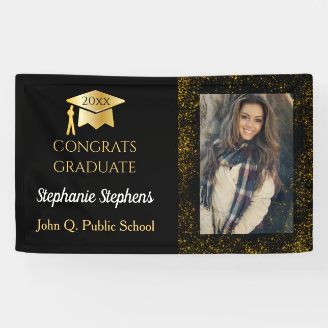 Lona Confetti Photo Congrats Graduate Name | Escuela (Horizontal)