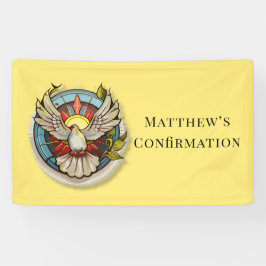 Lona Confirmación católica de paloma blanca amarilla