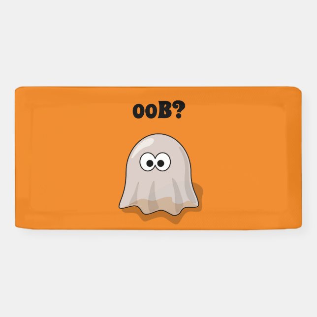 Lona Confused Ghost Says "Oob?" Funny Halloween Cartoon (Horizontal)
