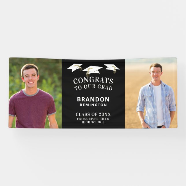 Lona ConGRAMOS modernos Tapa de GRADO Dos fotos Negro (Horizontal)