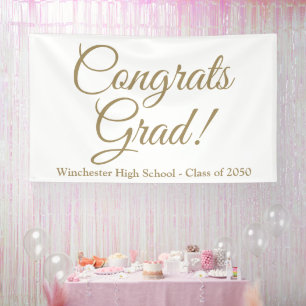 Lona Congrats grad clase de guión oro año elegante