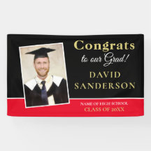 Congrats Grad Photo Name Gold White Red