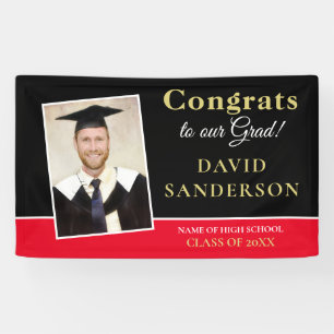 Lona Congrats Grad Photo Name Gold White Red