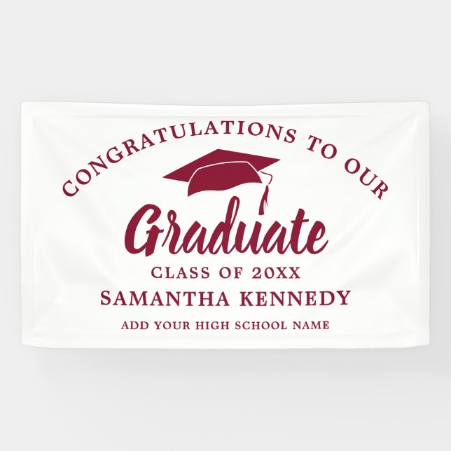 Lona Congratulations Graduate Simple Burgundy And White (Horizontal)