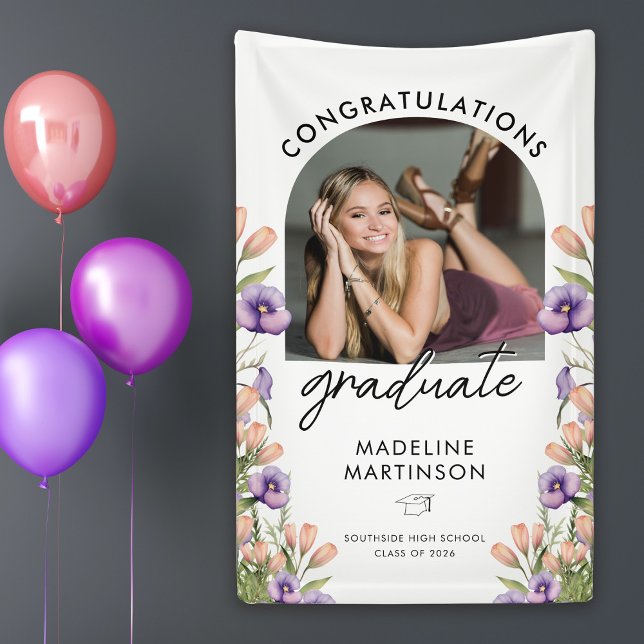 Lona Congratulations Graduate Wildflowers Arch Photo (Subido por el creador)