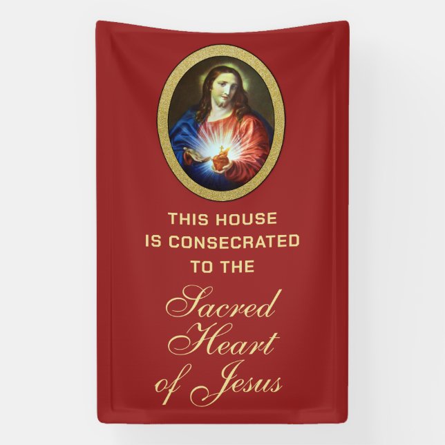Lona Consecración Sagrado Corazón de Jesús Religioso (Vertical)