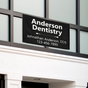 Lona Consultorio Dental Negro y Blanco Nombre del Denti