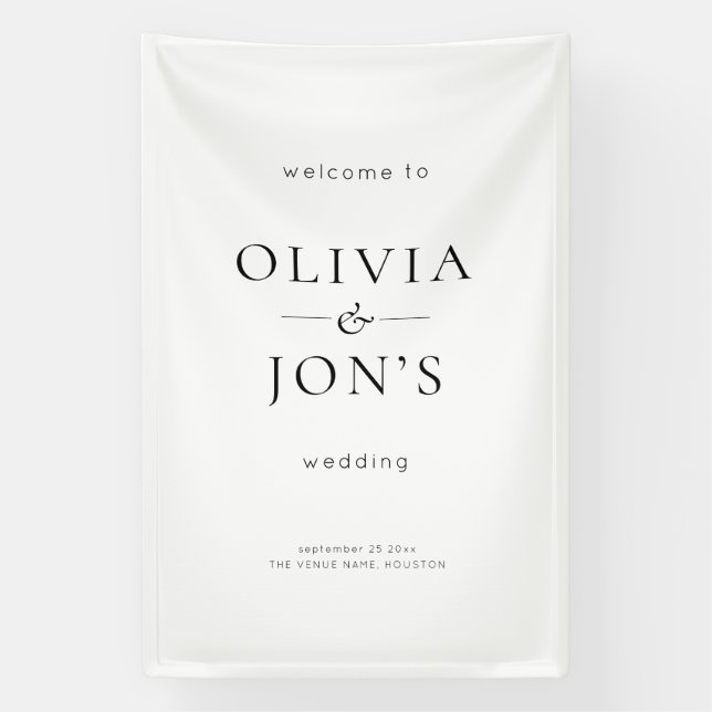 Lona Contemporary Black and White Wedding Welcome  (Vertical)
