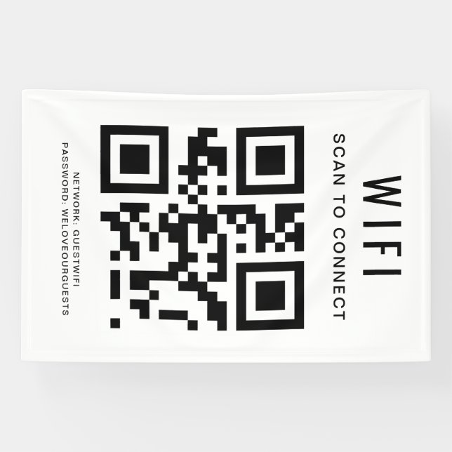 Lona Contraseña Wifi | Código QR Escanear para Conectar (Horizontal)